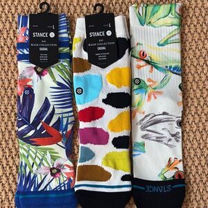 3 Pairs Stance Colorful Casual Crew Socks Vibrant Patterns